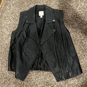 Black leather vest